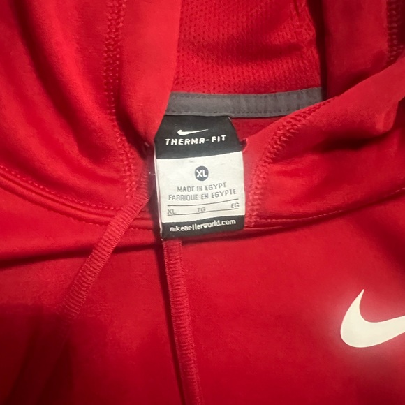 Nike Therma-Fit Red Hoodie with White Swoosh - Picture 2 of 4